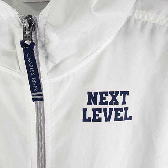 Mens White Charles River Apparel Hooded Pullover Jacket 1/2 Zip Windbreaker L - Picture 6 of 12